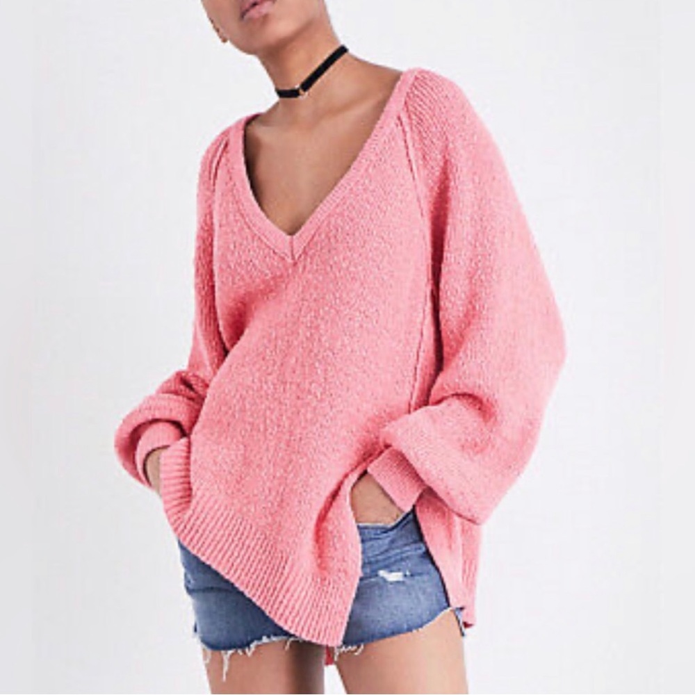 Free People Asymmetrical Hem Rose Sweater